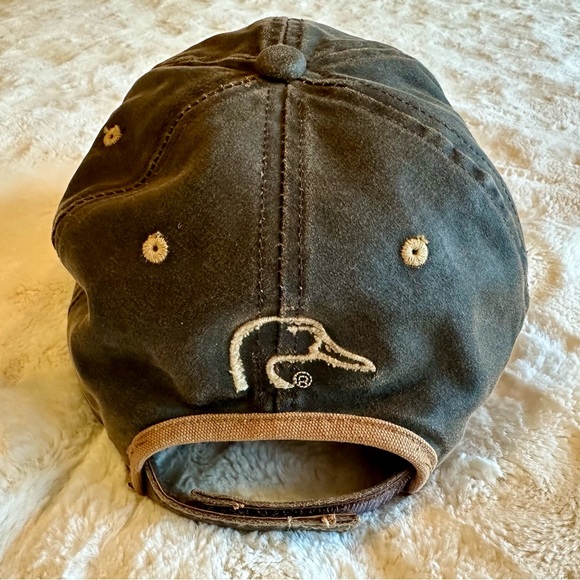 Ducks Unlimited Waxed Oil Cap Hat Brown Embroidered Patch Distressed Adjustable - Picture 2 of 9